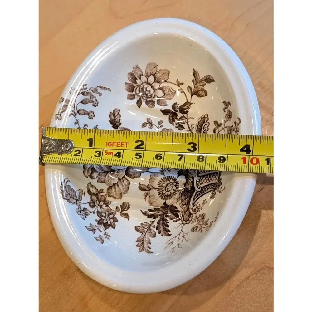 Antique Ironstone Charlotte Royal Crownford England Soap Dish Brown TransferWare